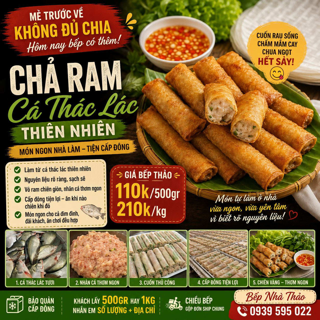 HÔM NAY BẾP EM CÓ THÊM CHẢ RAM CÁ THÁC LÁC THIÊN NHIÊN